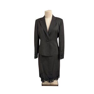 Vintage 90s Worthington 2-Piece Suit Set Charcoal Grey Size 6 Made in Macau